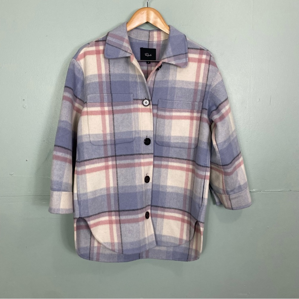 Rails Connie Plaid Wool Blend Shirt Jacket Shacket Junean Plaid Small Blue Pink